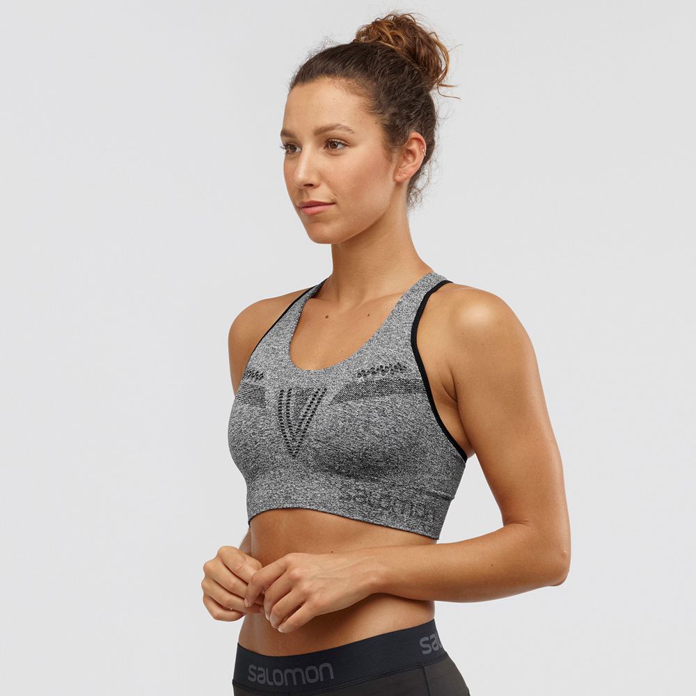 Salomon Singapore Womens Sport Bra - ESSENTIAL MOVE ON SEAMLESS Black | 03471-SPNT